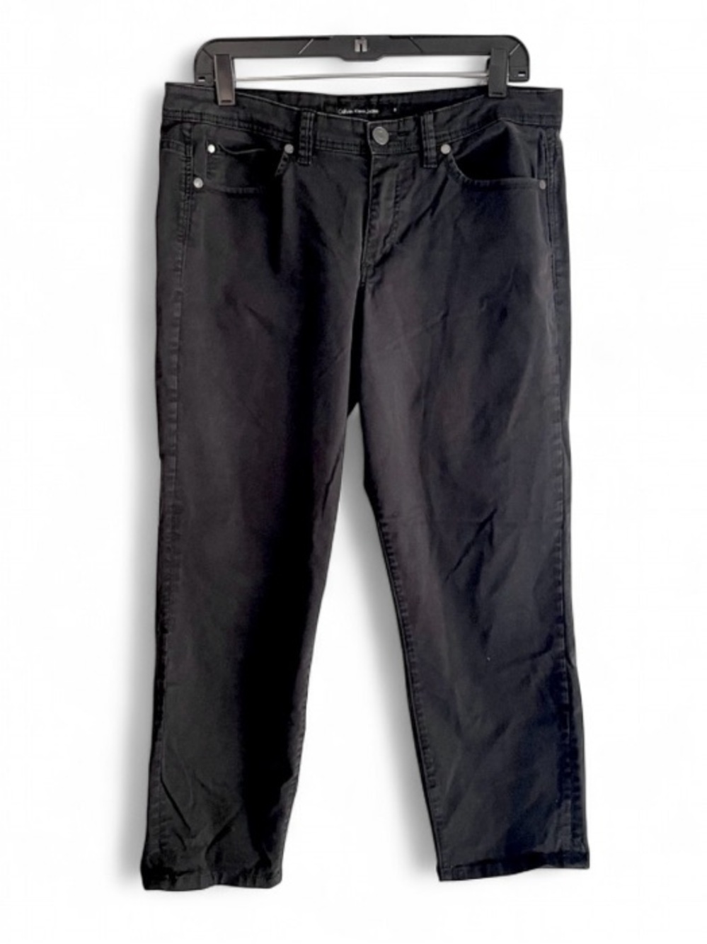 Calvin Klein Women's Black Denim Cropped Skinny Jeans Size 12